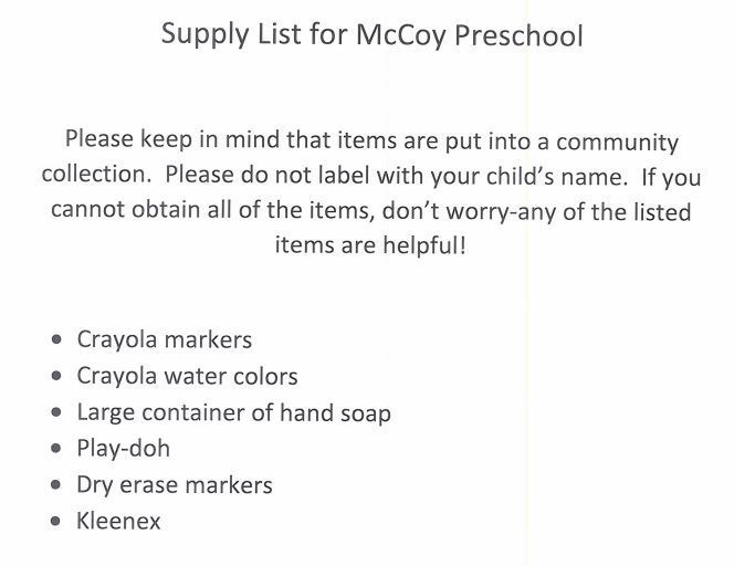 Preschool list
