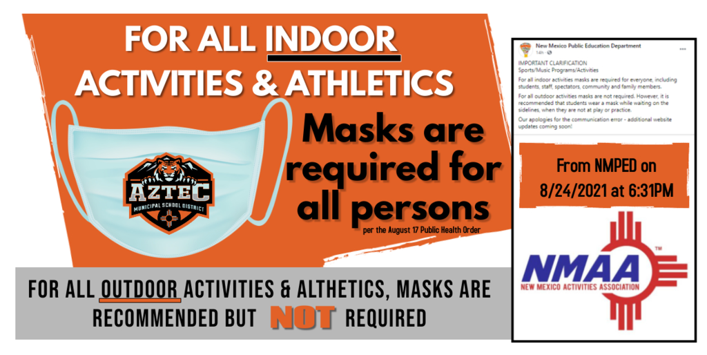 Clarification that all indoor activities require masks. 