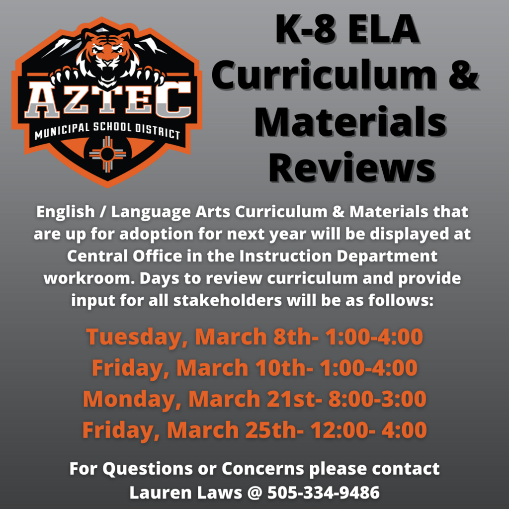 K-8 ELA Curriculum and Material Reviews dates