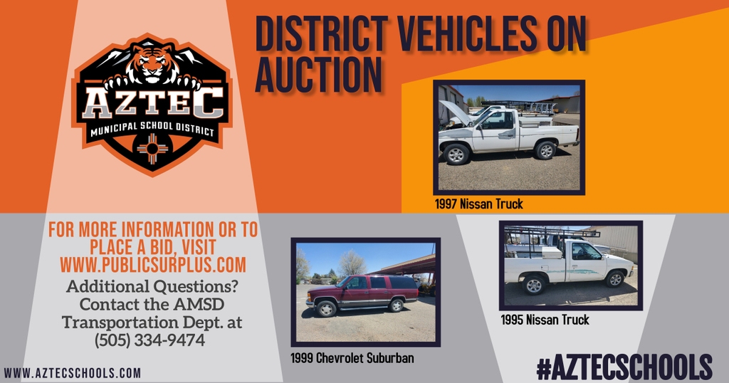 A picture of vehicles that the AMSD is auctioning 