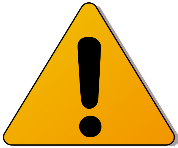 A picture of a caution sign, a triangle with an exclamation mark in the center. 